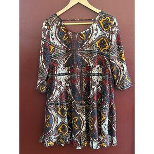 California Moonrise Bohemian Mini Dress Medium Empire Waist Festival Casual